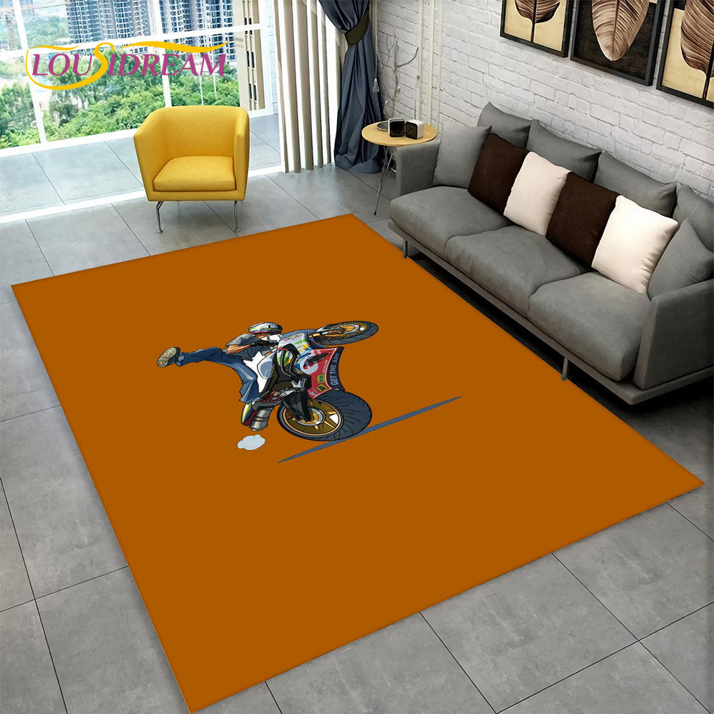3D Motorcycle Racing Area Rug Large,Carpet Rug for Home Living Room Bedroom Sofa Doormat Decoration,Kid Play Non-slip Floor Mat