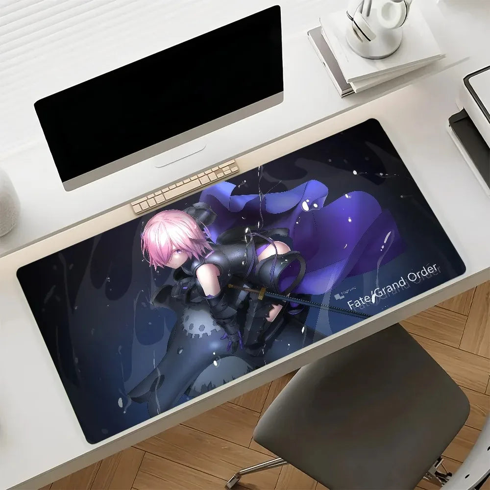 Anime Mouse Pad Gamer XXL Keyboard Table Mat Short Pink Hair White Bow Anime Girl Multi Scene Office Gaming Home Desk Mat