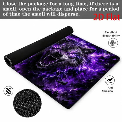 Wild Purple Lightning Wolf Mouse Pad, Mythical Fantasy Game Mouse Pad, Dark Gothic Design Style tapis de souris pc accessories