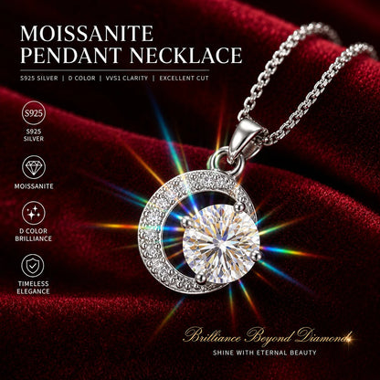 Sparkling 0.5-2.0ct VVS1 D Color Moissanite Necklace S925 Sterling Sliver Chain With Certificate 18K Gold Plated Fine Jewelry
