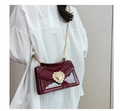 Light Luxury Burgundy Handbags for Women Trendy Versatile Buckle Flip Shoulder Bags Female Casual Commuting Chain Crossbody Bag