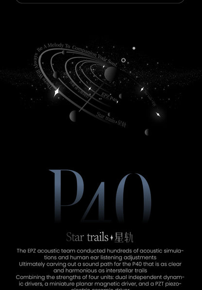 EPZ P40 Star Trails PZT Ceramic In-Ear Earphone HiFi Monitoring Wired Earphone 2DD+1Planar Hybrid Drivers Detachable IEMs Cable