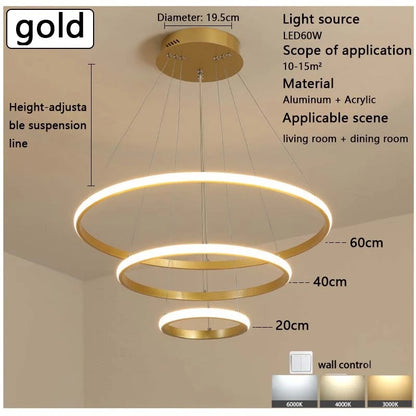 Modern led dining room chandeliers simple ring chandelier living bedroom Lights home indoor lighting decorative Pendant Lamps