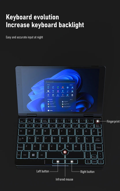 Zwide pocket book N8 Pro Intel i3-N305 touch screen 8 inch IPS 1920x1200 pixels FHD 16GB LPDDR5 mini notebook 360° flip yoga