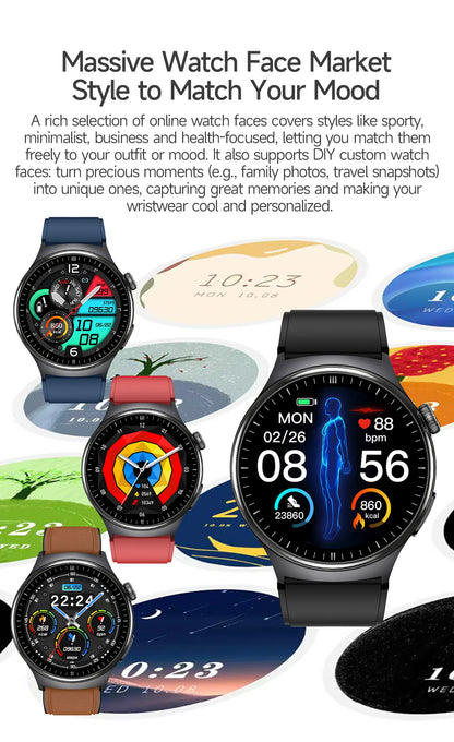 New Upgraded Heart Health Check Smart Watch Uric Acid Five Organ Examination Blood Pressure BT Call ECG smart watches Man 2026