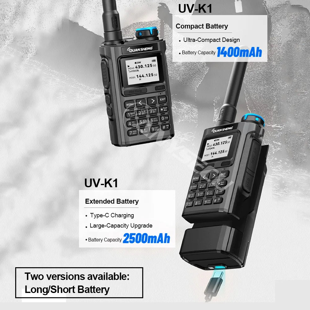 Quansheng UV-K1 Air Band Radio Wireless Copy Frequency Type C Charging VHF UHF Multi-band Walkie Talkie