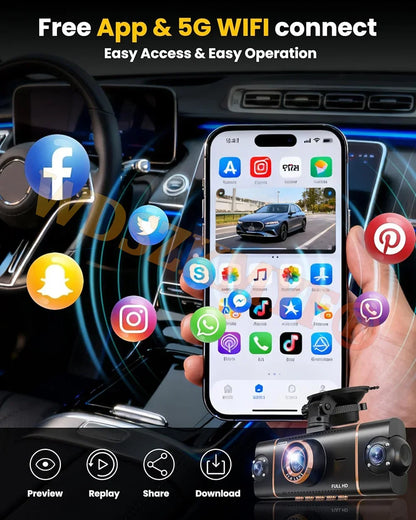 New 4K Car Camera 360° Quad Lens WIFI 1080P*4CH dashcam 24H Parking Monitor G-Sensor Night Vision Car Security Accessory
