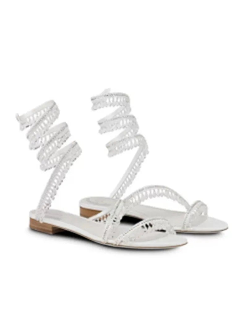 2026Women's New Water Diamond Sandals Fashion Tassel Crystal Shoes Sexy Banquet Party Twin Stiletto Women's Large Sandals