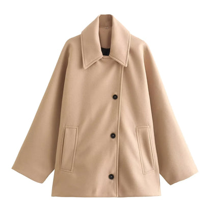 HXAO Woman Winter Coats Faux Wool Coats And Mixtures Oversized Long Coat Women Autumn Long Sleeve Solid Coats Casual Warm Parkas