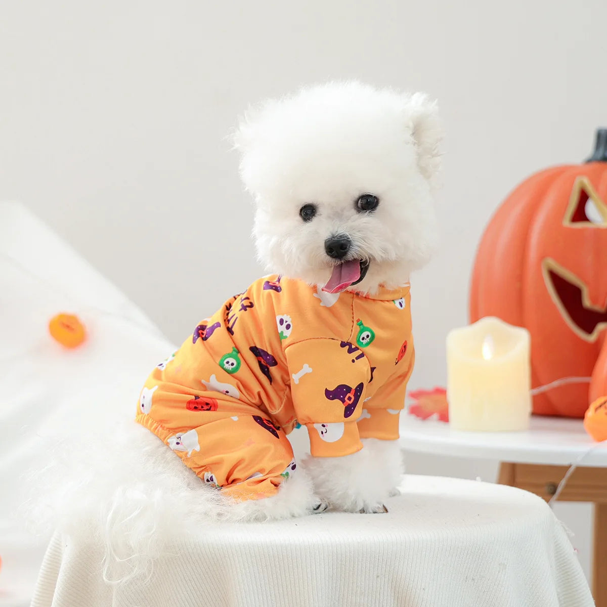 Girl Halloween Pajamas Apparel For Small Dogs Chest Closed Pet Indoor Home Wear Clothes Overall Tracksuit Chihuahua Yorkshire