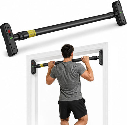 Tacleekii Heavy Duty Doorway Pull Up Bar Adjustable Width 72-95cm No-Screw Installation, Locking Mechanism, Level Meter, Anti-Slip, 440lbs Capacity – Home Gym Strength Trainer