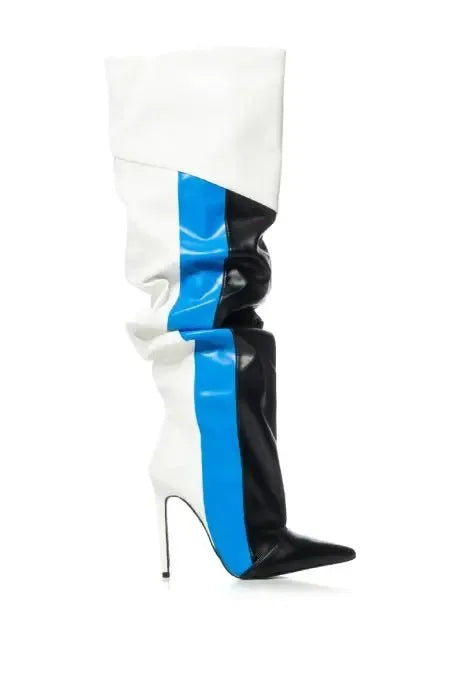 Fashion Leather Pointed Toe Zip Boots Women Design Sexy Stiletto High Heel Knee High Boots Lady Shoes Party Fall Luxury