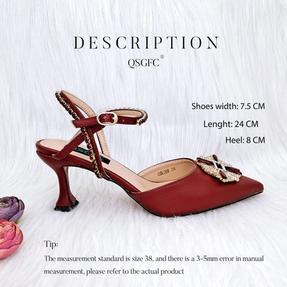 QSGFC High Quality Women's Pumps And Bag Silver Color Full Of Rhinestones High-Grade Materials For Nigerian Wedding Party