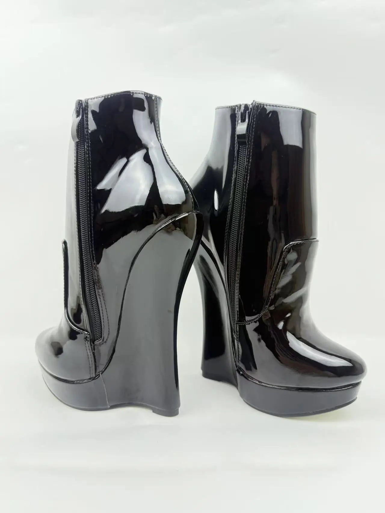 18CM Ultra High Heel Wedges Ballet Boots Pointed Toe Sexy Ankle Women Boots Plus Size 36-46 Black Size Zip Unisex Cosplay Shoes