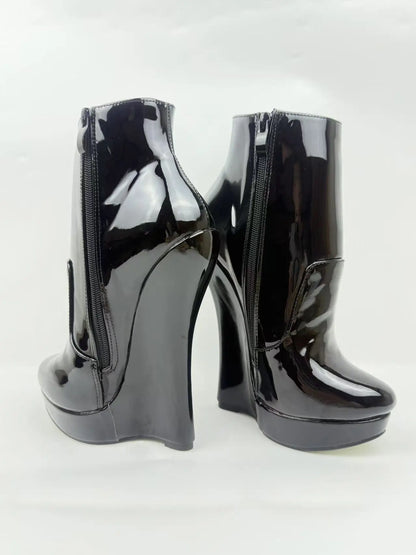 18CM Ultra High Heel Wedges Ballet Boots Pointed Toe Sexy Ankle Women Boots Plus Size 36-46 Black Size Zip Unisex Cosplay Shoes