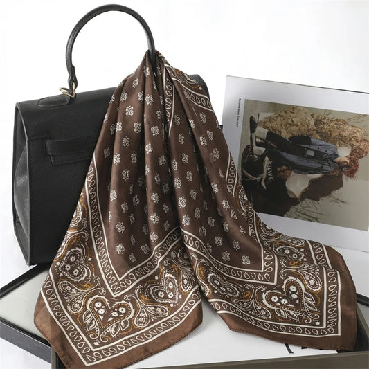 NEW Paisley Print Square Scarf For Women Shawl Neckerchief Female Hair Bands Head Wraps Headband Foulard Satin Hijab Bandana