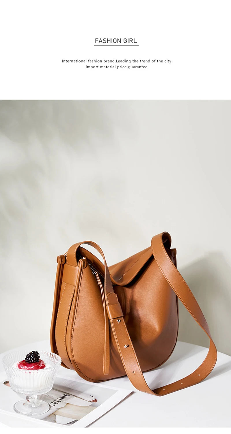 Genuine Leather Women Tote Bag 2025 New Large Capacity Women's Shoulder Bag Luxury Designer Cowhide Crossbody Bags 2522