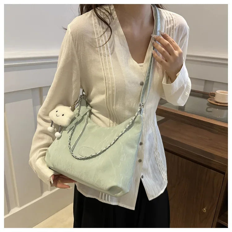 New Summer Chain Commuting Bag, Casual Student Soft Face Large Capacity Bag for Women, Fashion Single Shoulder Crossbody Bags