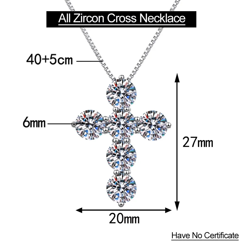 Serenity 4.8ct D Color Moissanite Cross Necklace for Women Gift S925 Sterling Silver Plated 18K Jesus Pendant Neck Chain Jewelry