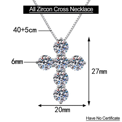 Serenity 4.8ct D Color Moissanite Cross Necklace for Women Gift S925 Sterling Silver Plated 18K Jesus Pendant Neck Chain Jewelry