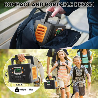 260W Portable Power Station, 500W Peak Solar Generator, 65W PD, 110V AC, 48000mAh Backup Battery for Camping Travel Emergency
