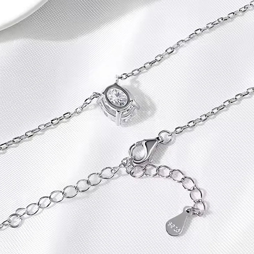COSYA 1/2/3CT Oval Cut Moissanite Solitaire Necklace For Woman S925 Silver Plated 18K Gold Lab Diamond Chain Dainty Fine Jewelry