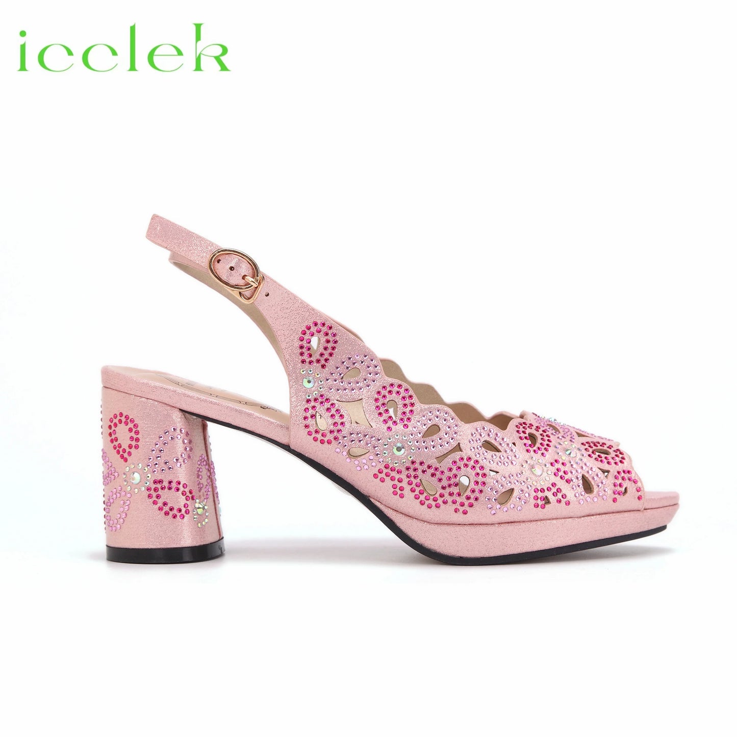 New Fashionable Coffee Color Peep Toe Ladies Shoes Matching Bag Set For Nigerian Women Wedding Party Pump