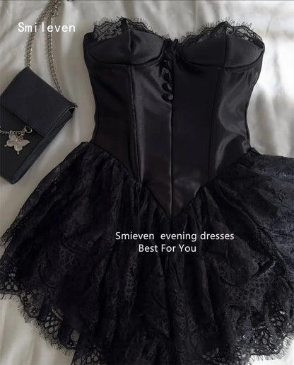 Smileven Luxury A Line Short Prom Dress Lace Elegant Gowns for Gala Party Spaghetti Strap Evening Dress Customized 2026