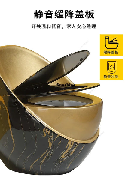 YNew wood grain toilet stone grain toilet ceramic creative personality color egg toilet water saving large diameter ceramic