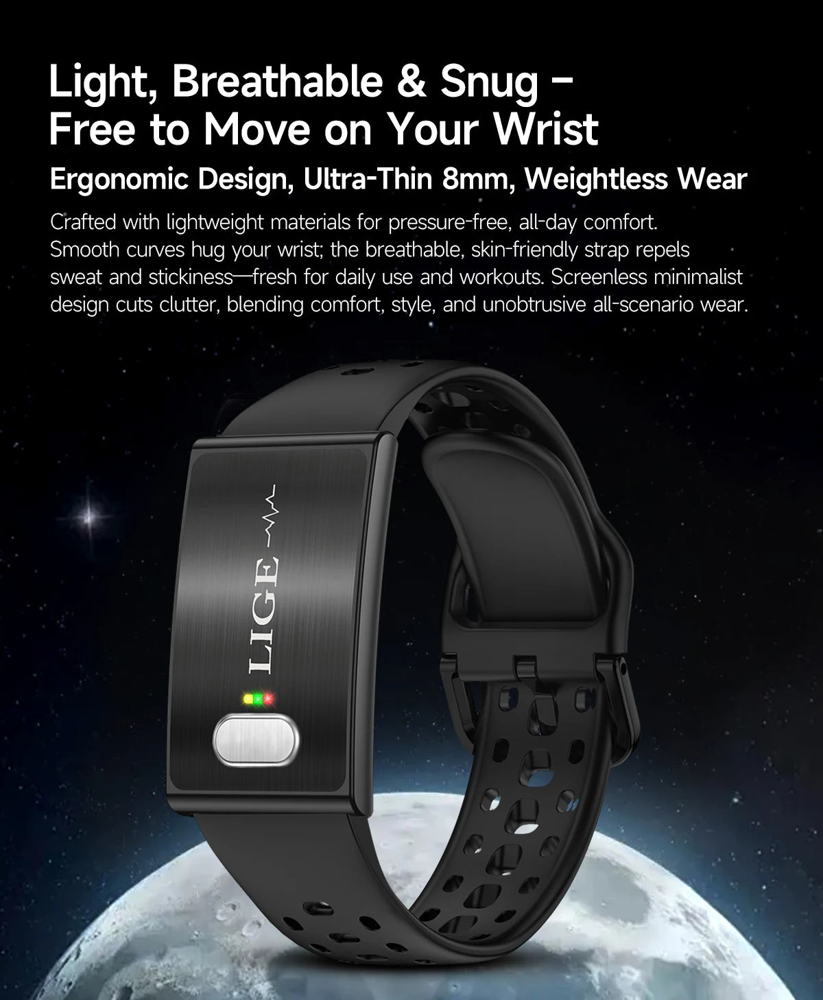 LIGE 2026 ECG+PPG Nursing Grade Smart Bracelet HRV Body Fat BMI Blood Pressure Body Temperature Men Women Health Sports Watches