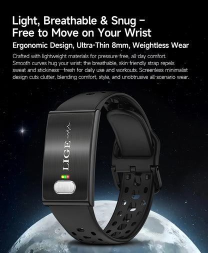 LIGE 2026 ECG+PPG Nursing Grade Smart Bracelet HRV Body Fat BMI Blood Pressure Body Temperature Men Women Health Sports Watches