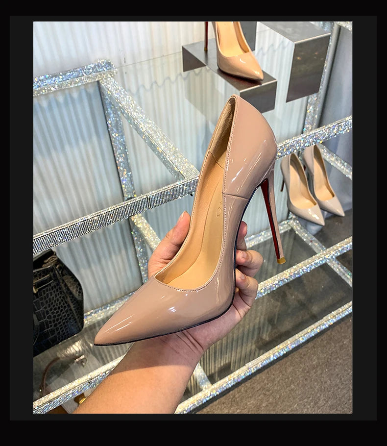 Woman Shoes 2025 Luxury Brand Red sole Pumps Red Bottom Pointed Toe Designer High Heels Party Elegant Fashion Ladies Shoes 12cm