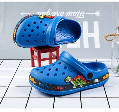 Children Shoes Baby Boys Slippers Cartoon Excavator Print Clogs Summer Breathable Soft Indoor Sports Boy Slippers