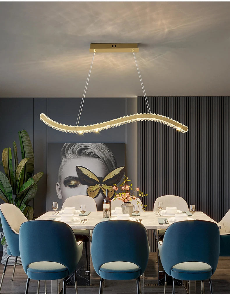 Modern Luxury LED Crystal Pendant Lights Villa Dining Room Kitchen Lighting Lustre Decor Chandeliers Indoor Bar Lights Fixture