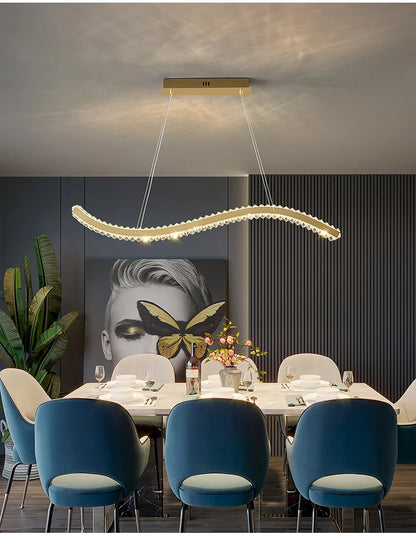 Modern Luxury LED Crystal Pendant Lights Villa Dining Room Kitchen Lighting Lustre Decor Chandeliers Indoor Bar Lights Fixture