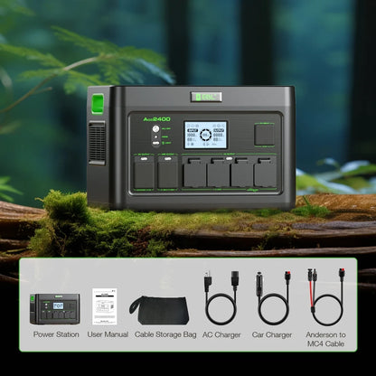 EBL Portable Power Station 2400W (Peak 4800W), 1843.2Wh LiFePO4 Solar Generator for Home Backup, RV & Camping, Fast 1.6H Recharge, 12 Output Ports with 4×120V Pure Sine Wave AC Outlets