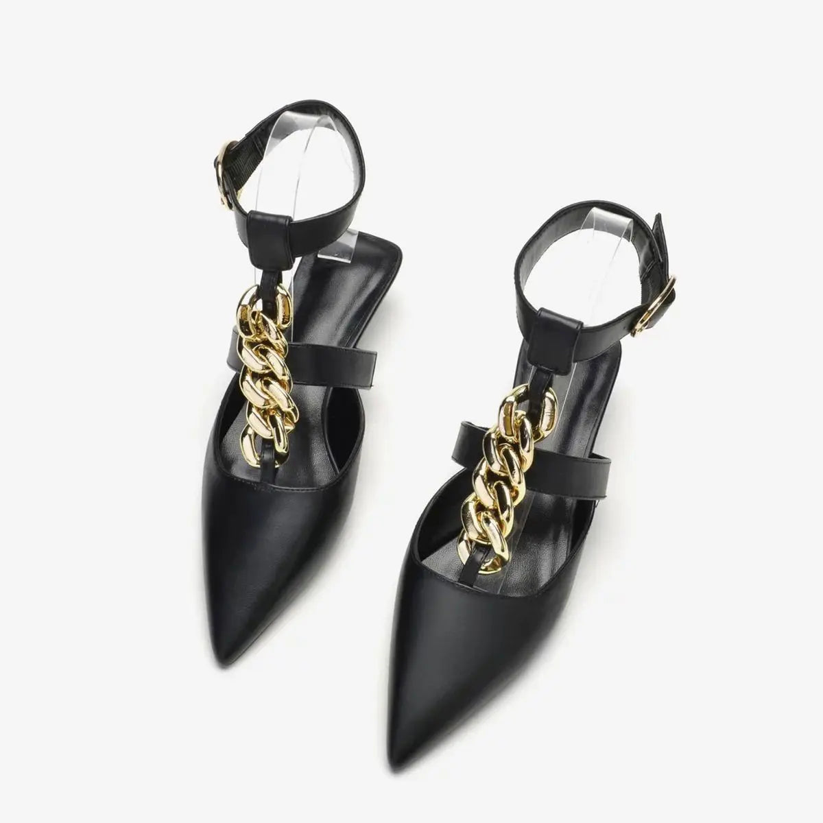 Women's Sandals Summer 2025 Design Metal Chain Adjustable Buckle Female Luxury Heeled Shoes Fashion Party Banquet Heels Ladies