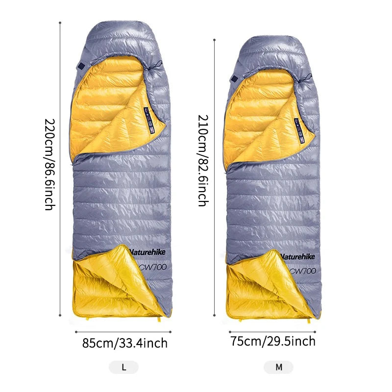 Naturehike 2025 New CW700 Camping Sleeping Bag Ultralight Warm 3 Season Sleeping Quilt Waterproof 700g Duck Down Sleeping Bags