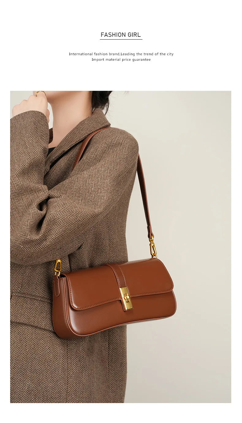 YANATARI Underarm Cowhide Genuine Leather Handbags Women Vintage Shoulder Bag Female Crossbody Bags Luxury High Quality 2025