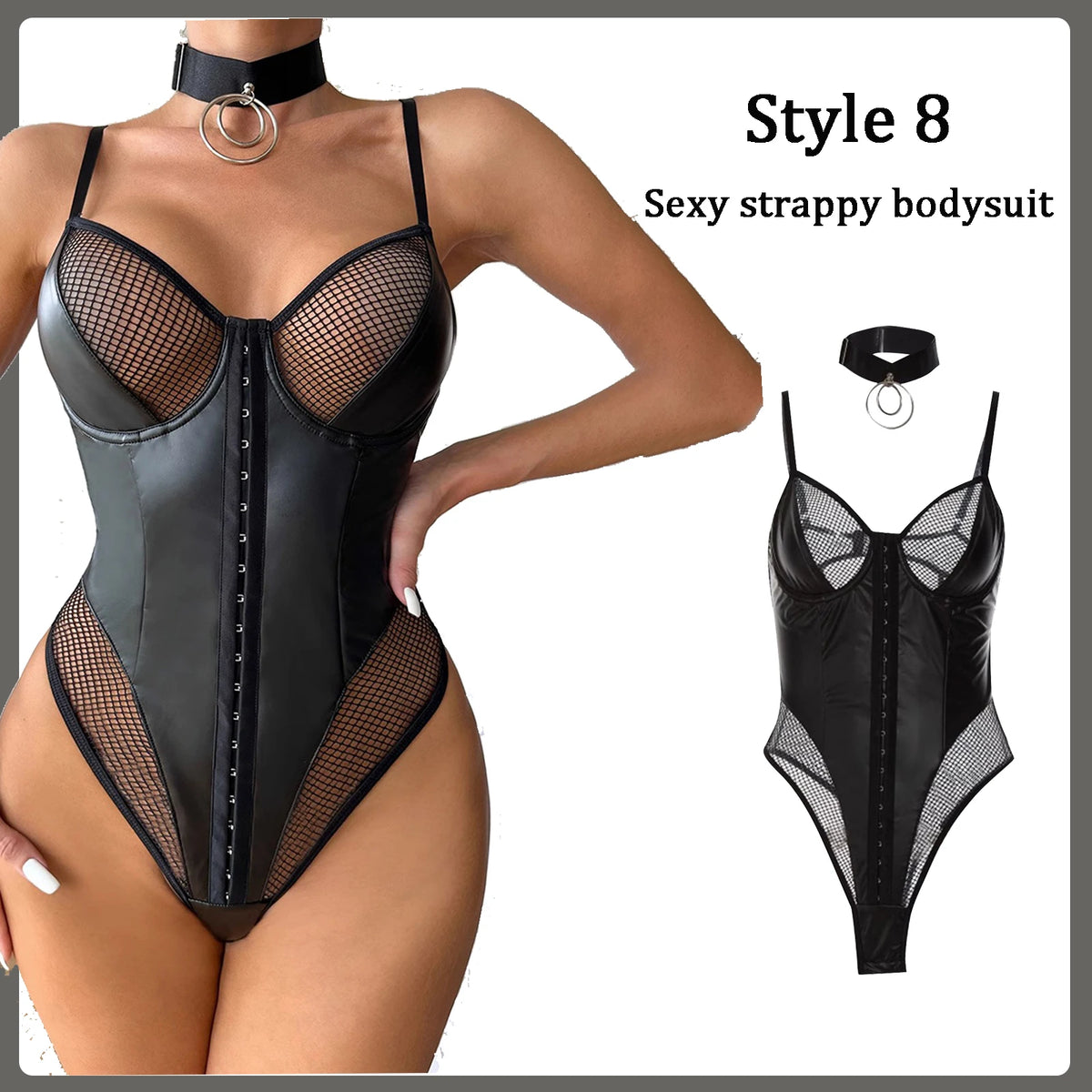 Sexy Women Lingerie Babydoll Underwear PU Leather Dress Erotic Lingerie Sex Costumes Erotic Dress Sex Clothes Dance Clubwear