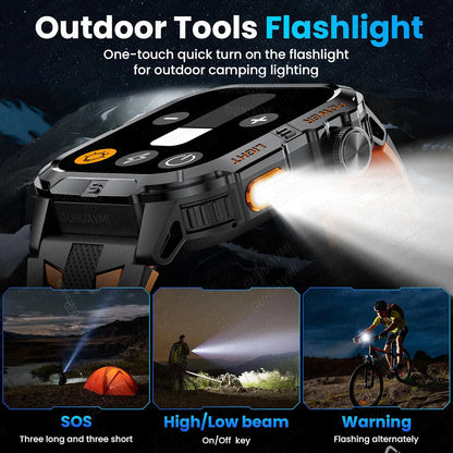 New Outdoor Military Men Smartwatch Equipped With GPS Sports LED Lighting, Compass, Wireless Communication IP68 Waterproof Watch