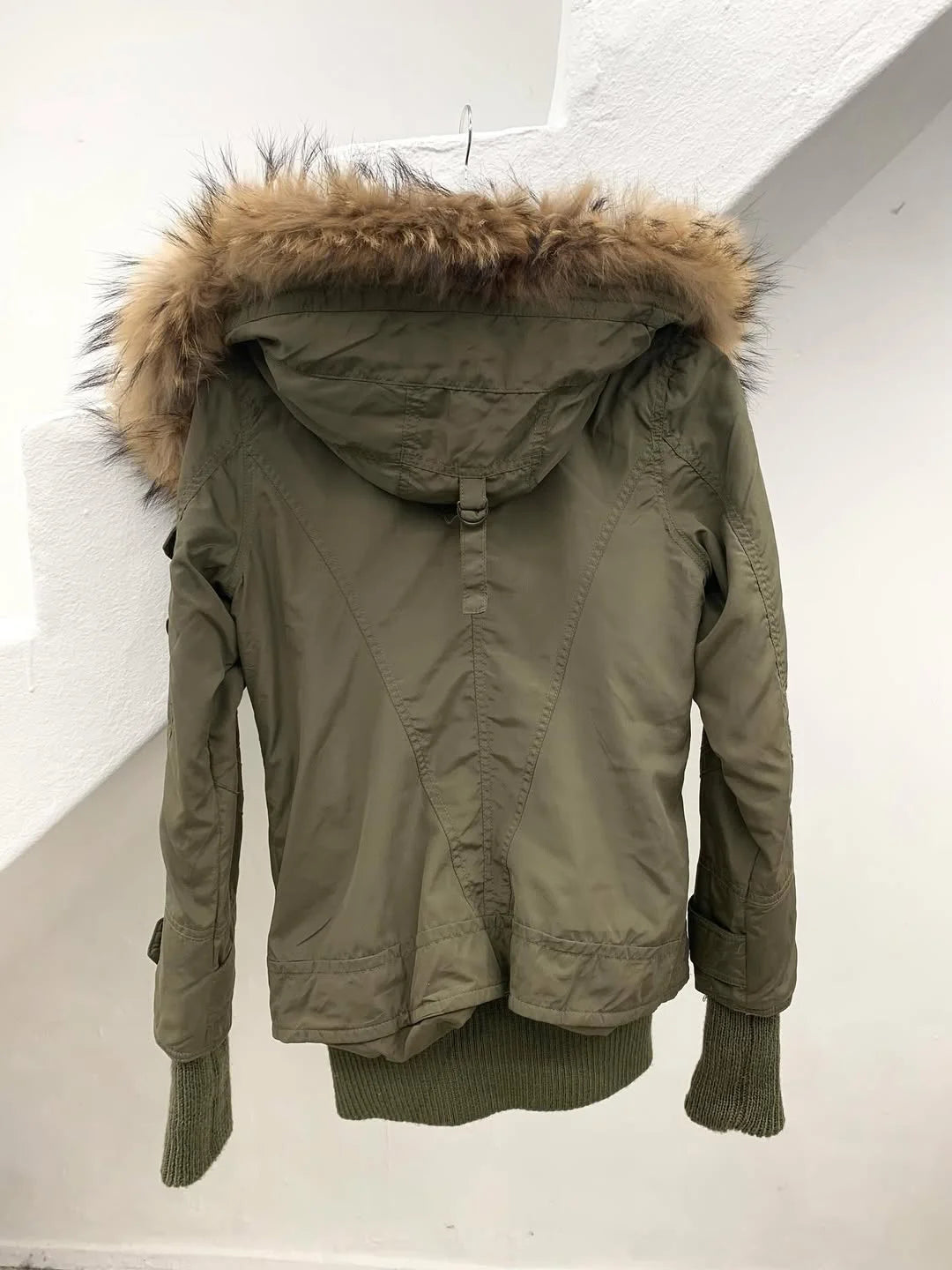 Women's Daily Commute Army Green Thicken with Fur Collar Warm Design Cardigan for Winter Harajuku Japanese Style Simple Jackets