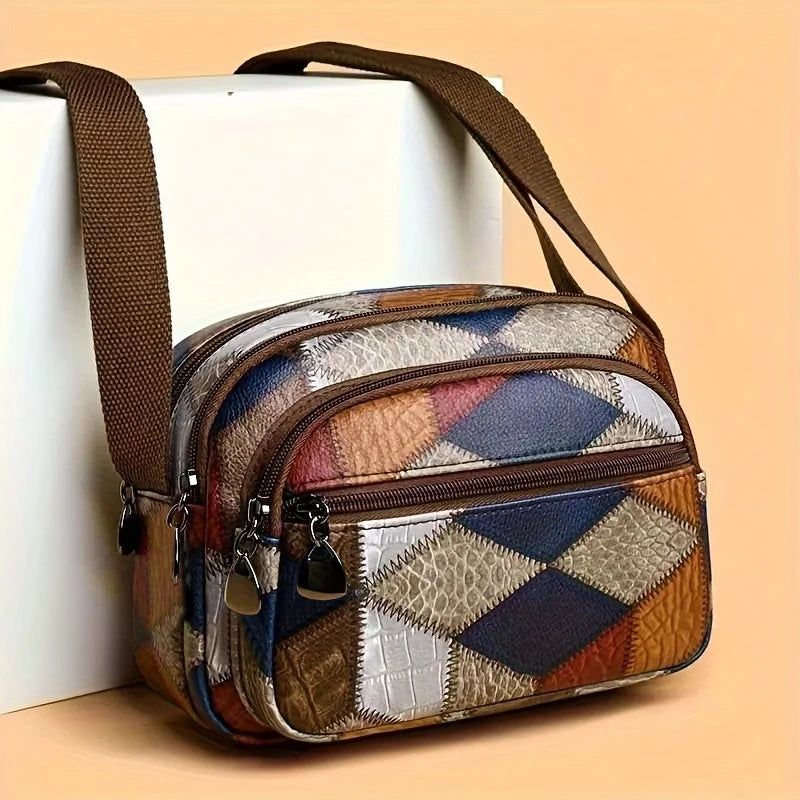 Daily Wear Vintage Check Small Shoulder Crossbody Bag Lightweight Design, Portable Handbag for Ladies Casual Street Matching