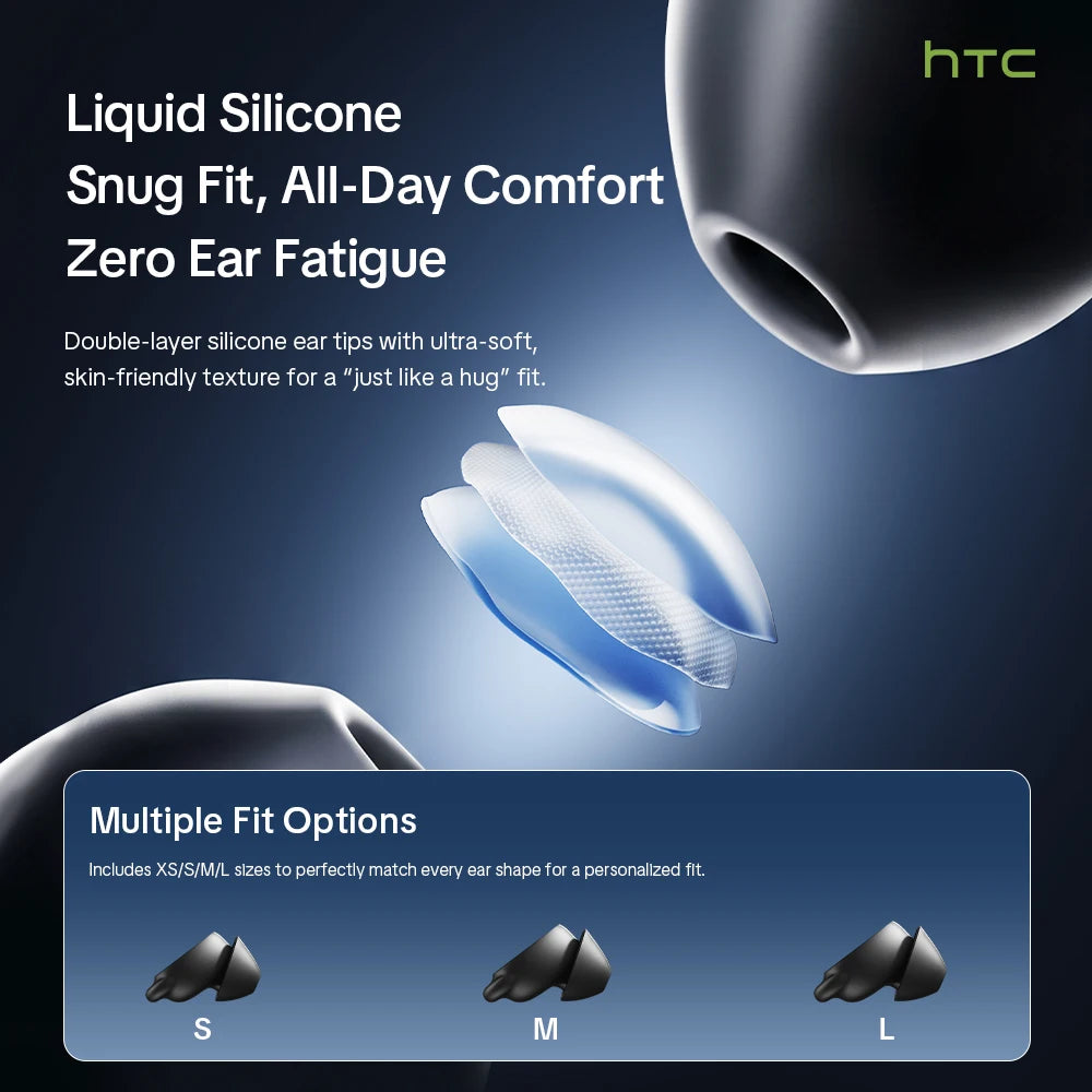 HTC NE92 Sleep Earbuds Wireless Bluetooth Earphones Comfortable To Wear Headphones 50Hrs Playback Low Latency Clear Sound Qualit