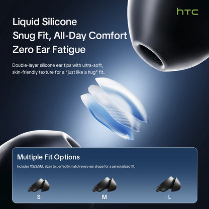HTC NE92 Sleep Earbuds Wireless Bluetooth Earphones Comfortable To Wear Headphones 50Hrs Playback Low Latency Clear Sound Qualit