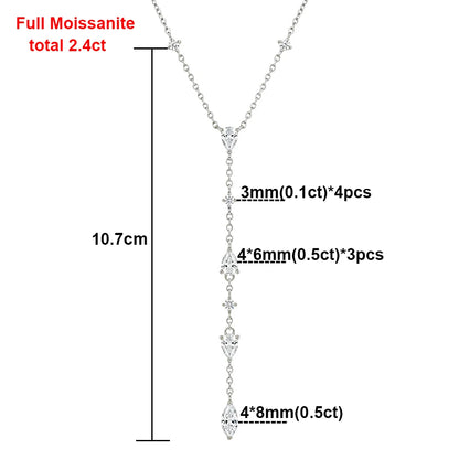 2.4cttw Waterdrop Shape Moissanite Pendant Necklace for Women Pear/Marquise/Round Cut Lab Diamond S925 Silver Y-Style Jewelry