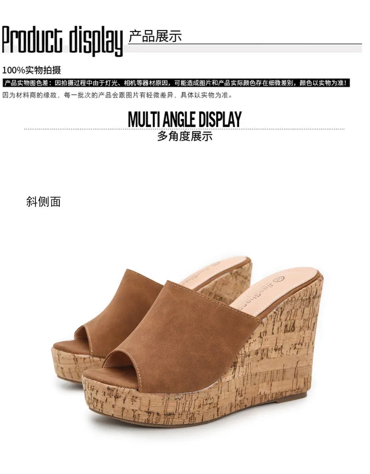 11CM Super High Heels Platform Sandals Women Wedges Open Toe Shoes Ladies Summer Slip On Slippers Beach Slides Femmes Sandalias