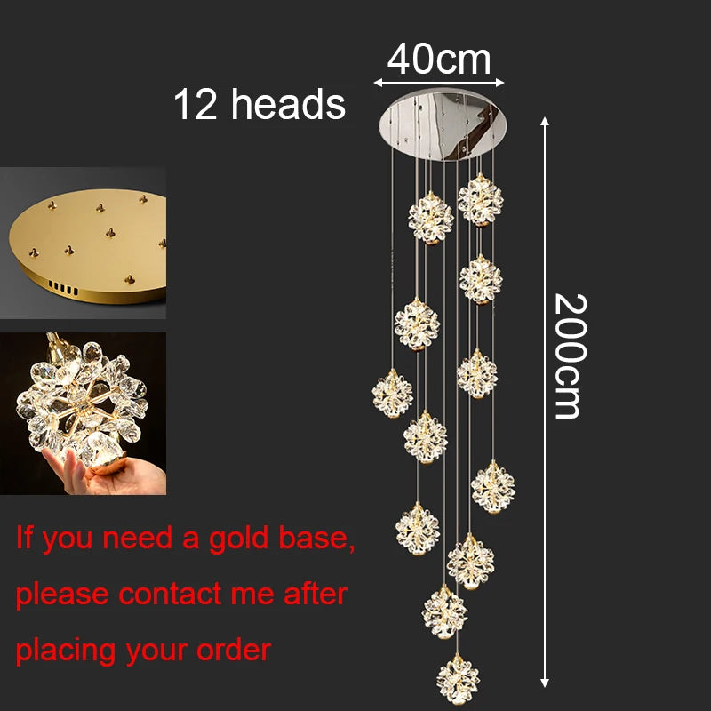 Modern Crystal stair chandelier lights indoor lighting Ceiling lamp hanging light led Chandeliers for living room indoor lightin