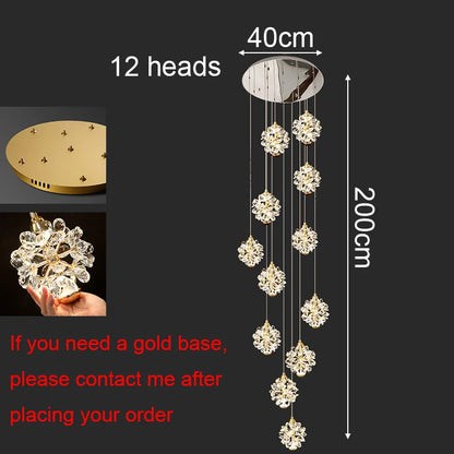 Modern Crystal stair chandelier lights indoor lighting Ceiling lamp hanging light led Chandeliers for living room indoor lightin