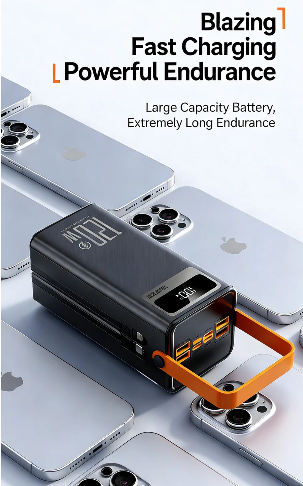 Gaiaray 80000mAh 50000mAh Portable Power Bank Fast Charging Power Station Emergency Power Bank Solar Generator For Camping Phone